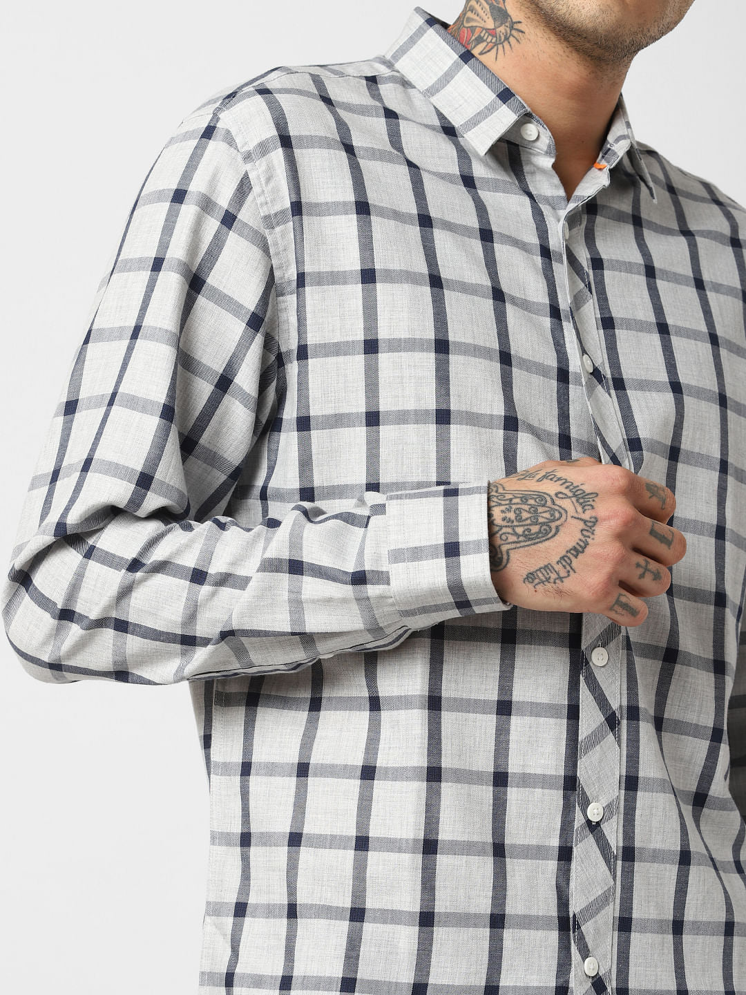 Light Grey Check Full Sleeves Shirt