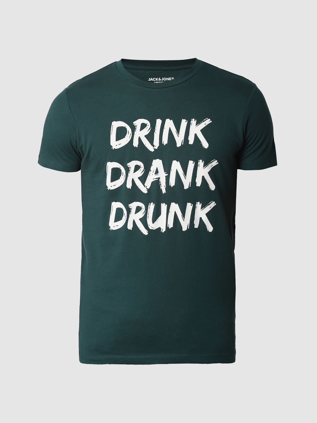 Green Slogan Print Crew Neck T-shirt