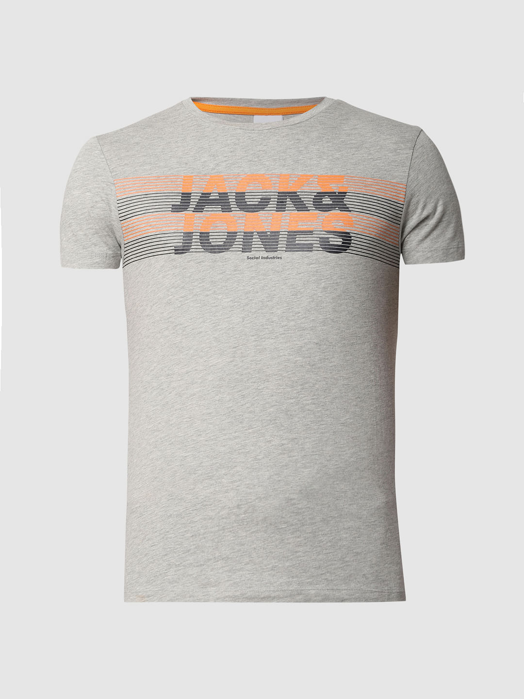 Grey Logo Print Crew Neck T-shirt