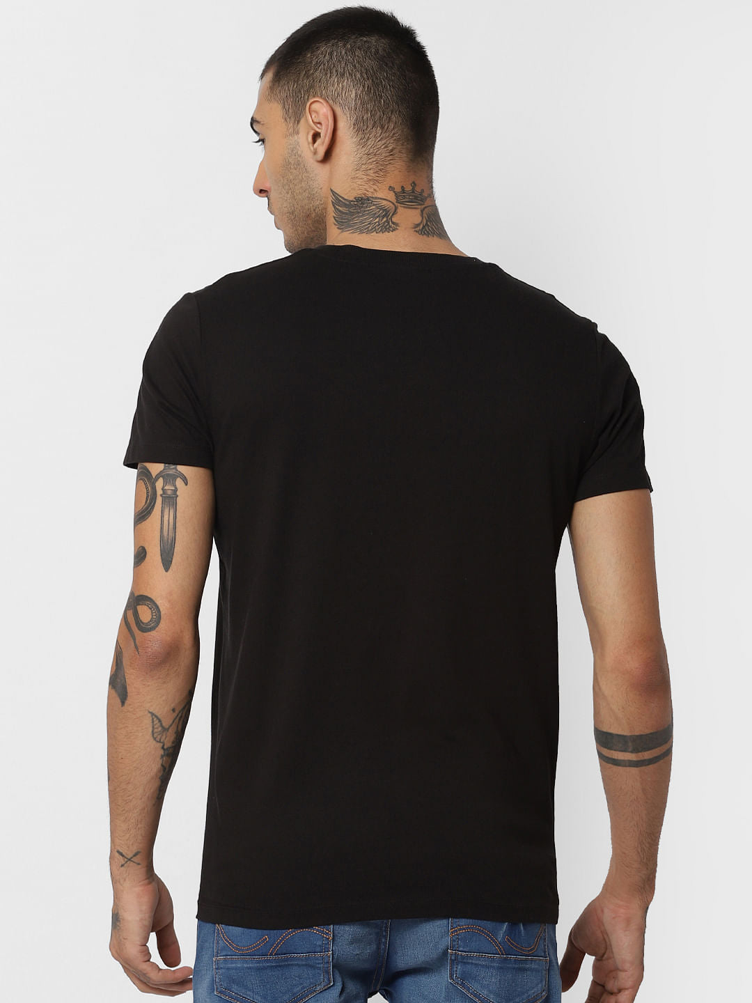 Black Logo Print Crew Neck T-shirt