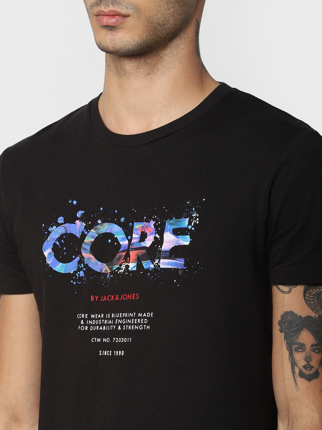 Black Logo Print Crew Neck T-shirt