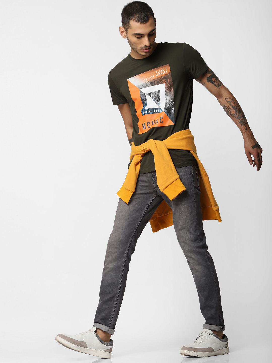 Green Graphic Print Crew Neck T-shirt - S