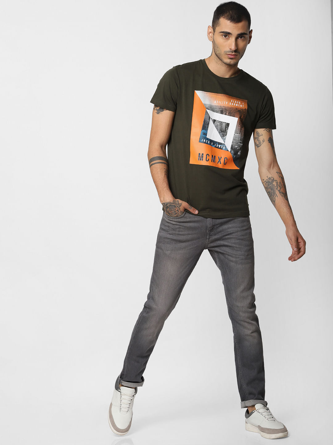 Green Graphic Print Crew Neck T-shirt