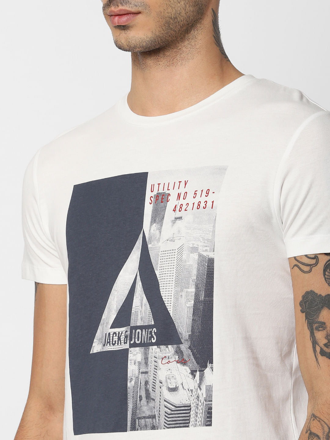 White Graphic Print Crew Neck T-shirt