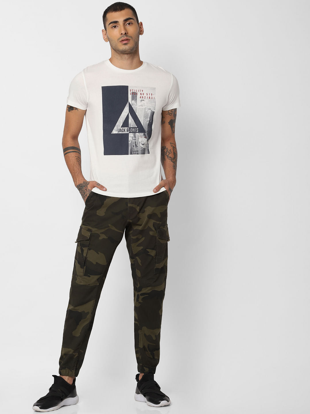 White Graphic Print Crew Neck T-shirt