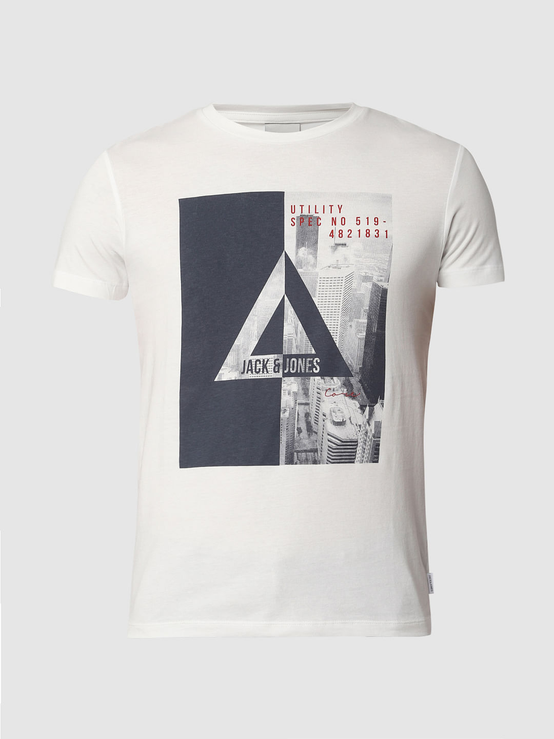 White Graphic Print Crew Neck T-shirt