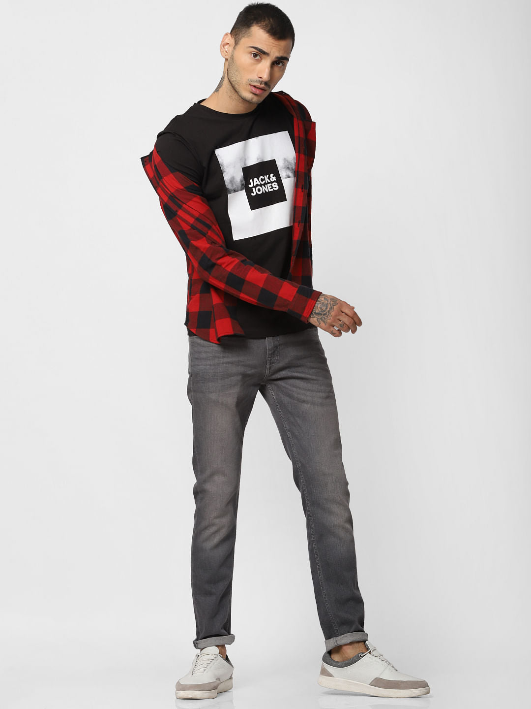 Black Logo Print Crew Neck T-shirt - S