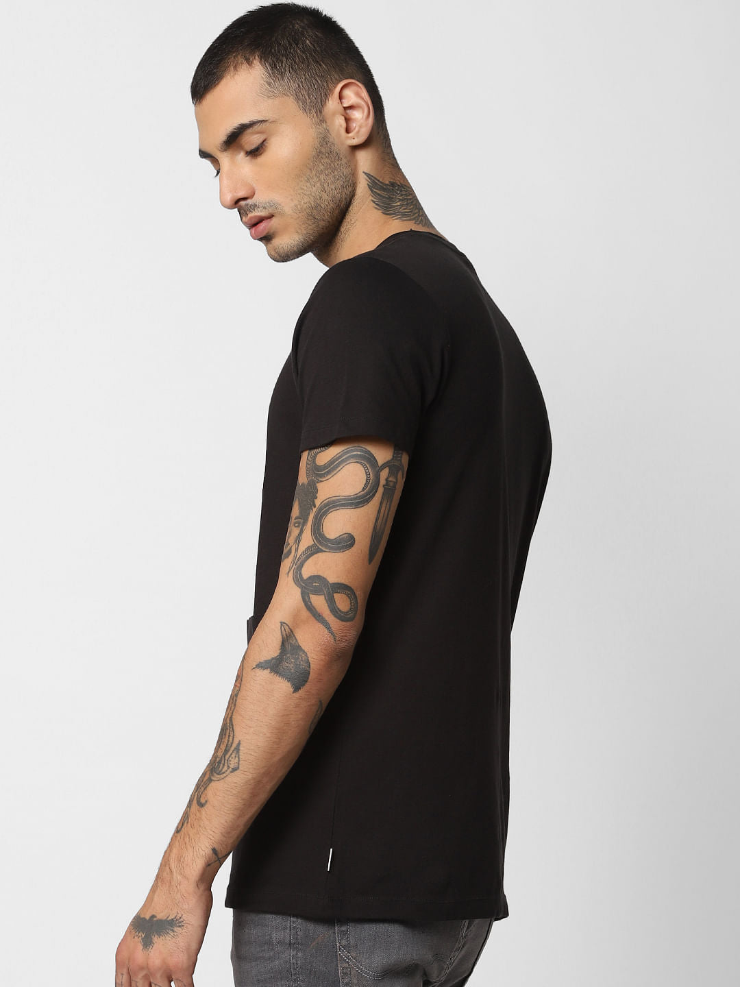 Black Logo Print Crew Neck T-shirt
