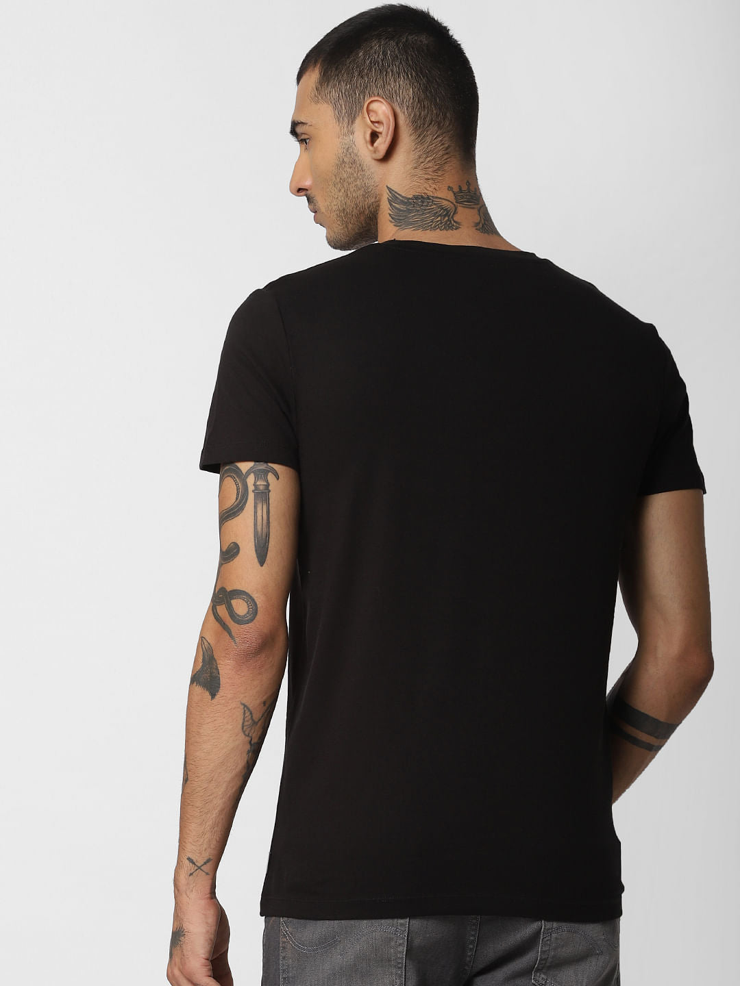 Black Logo Print Crew Neck T-shirt