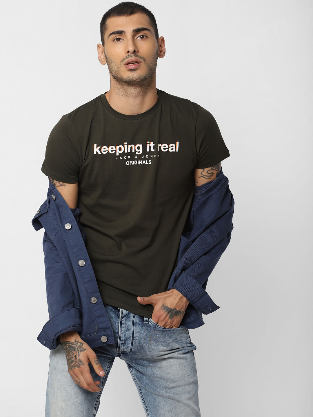 Green Logo Print Crew Neck T-shirt - S