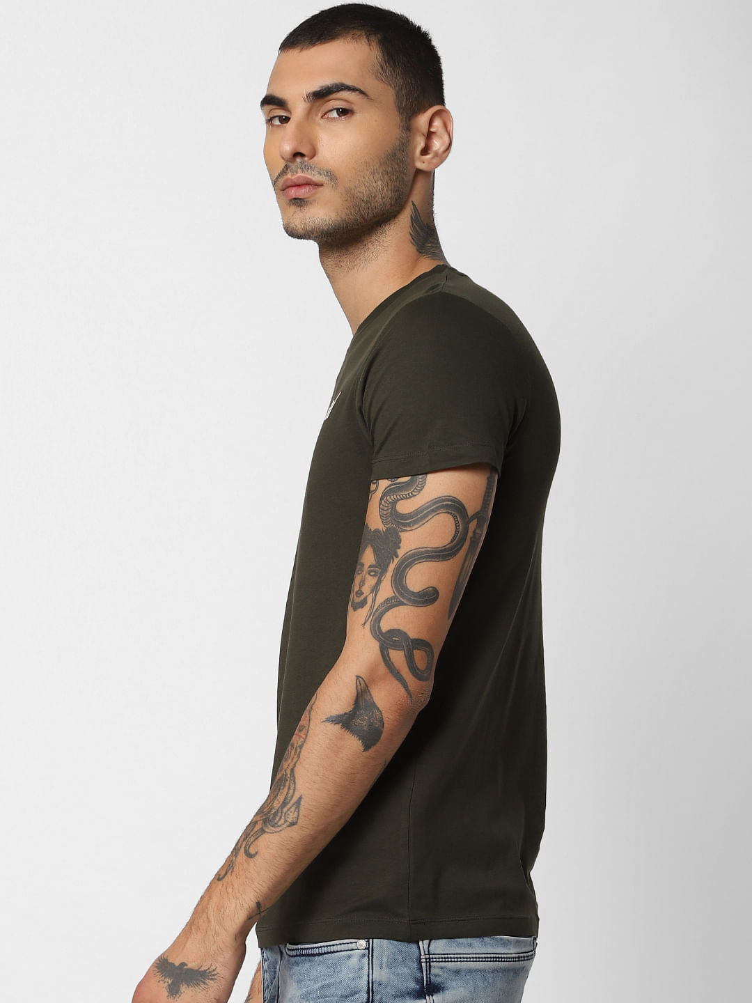 Green Logo Print Crew Neck T-shirt