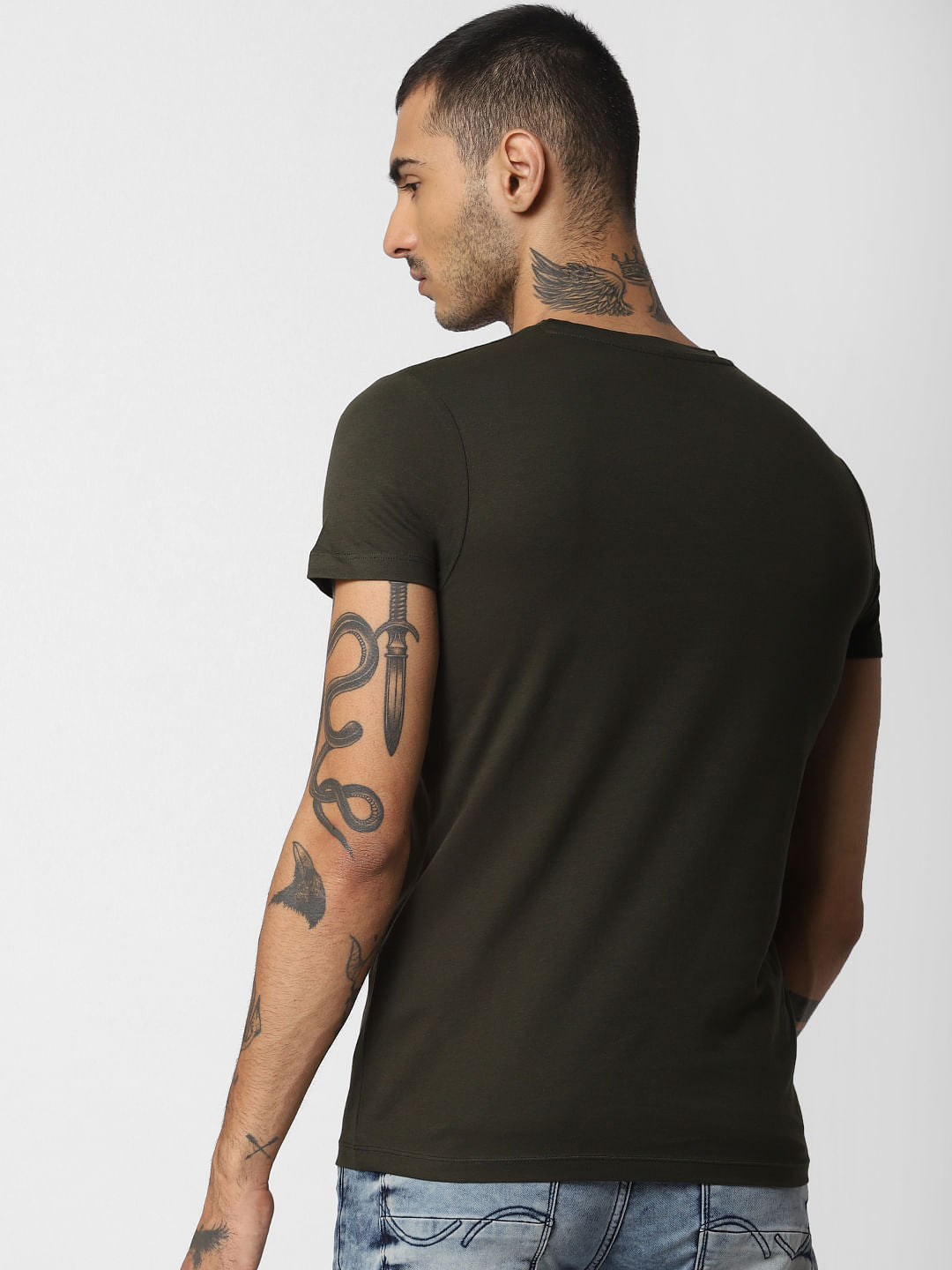Green Logo Print Crew Neck T-shirt