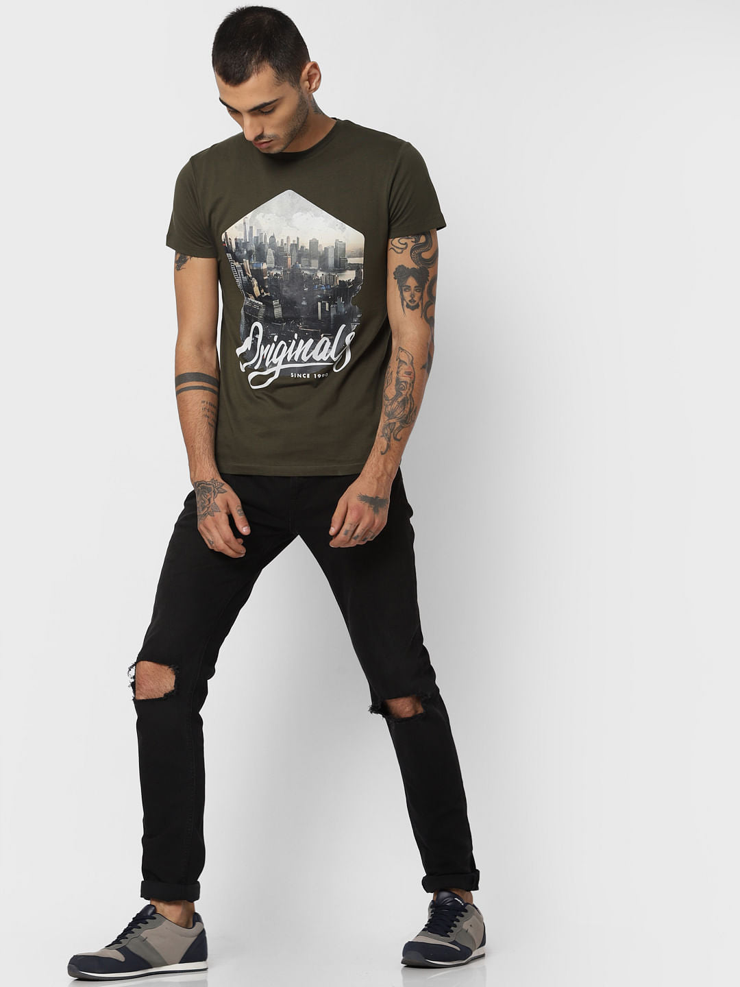 Green Graphic Print Crew Neck T-shirt