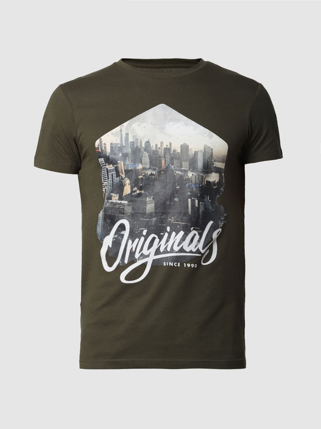 Green Graphic Print Crew Neck T-shirt