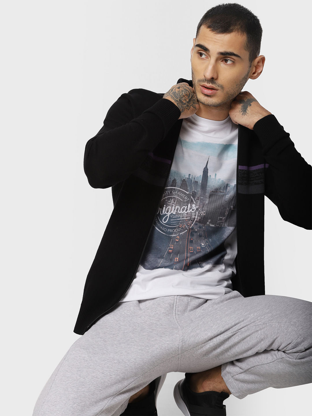 White Graphic Print Crew Neck T-shirt - S