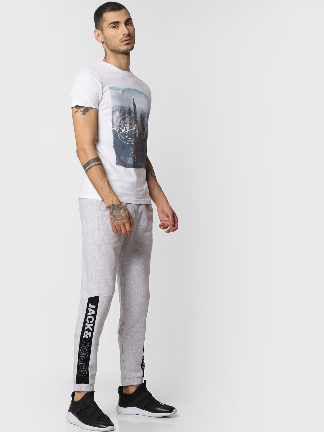 White Graphic Print Crew Neck T-shirt
