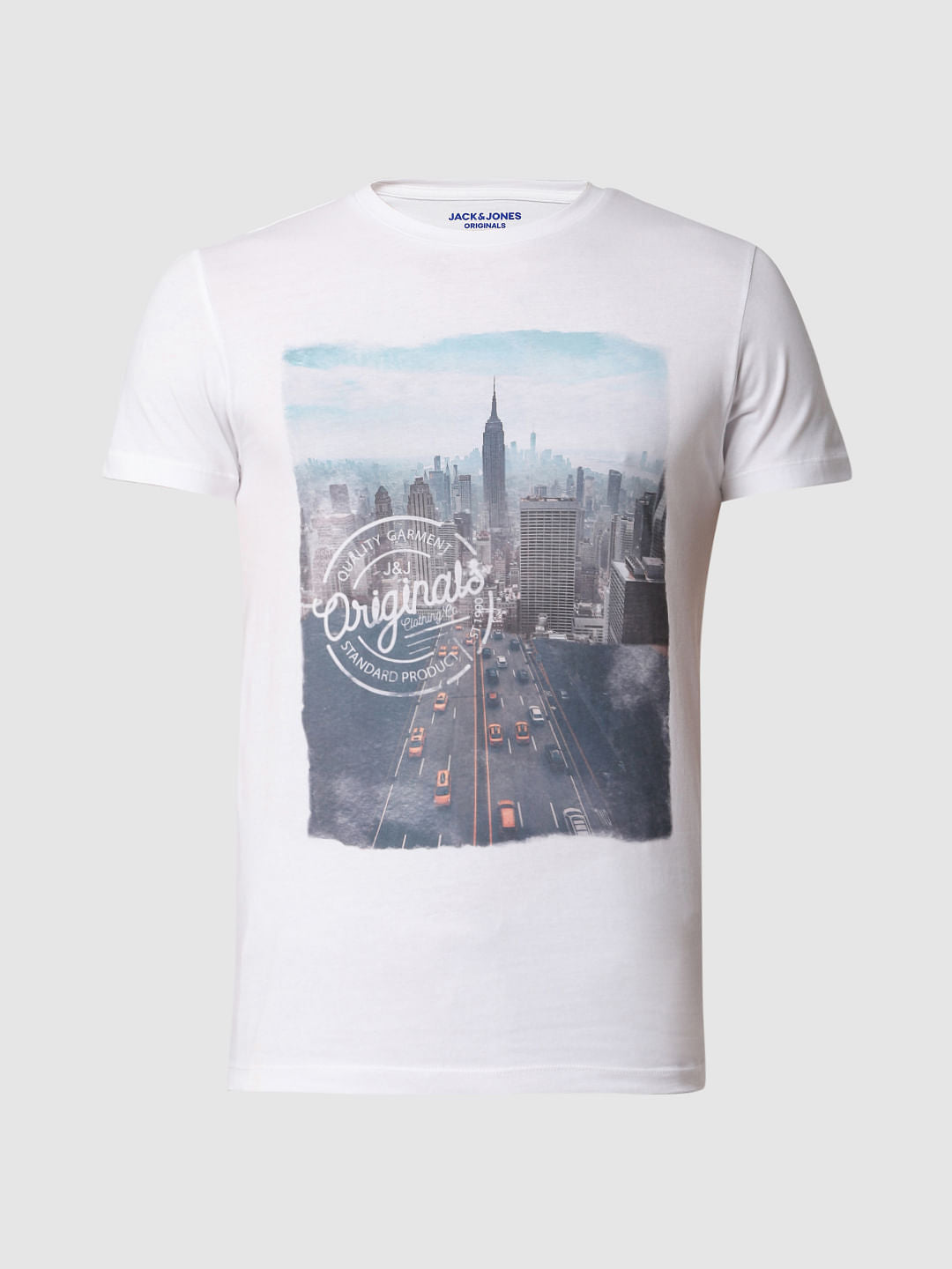 White Graphic Print Crew Neck T-shirt