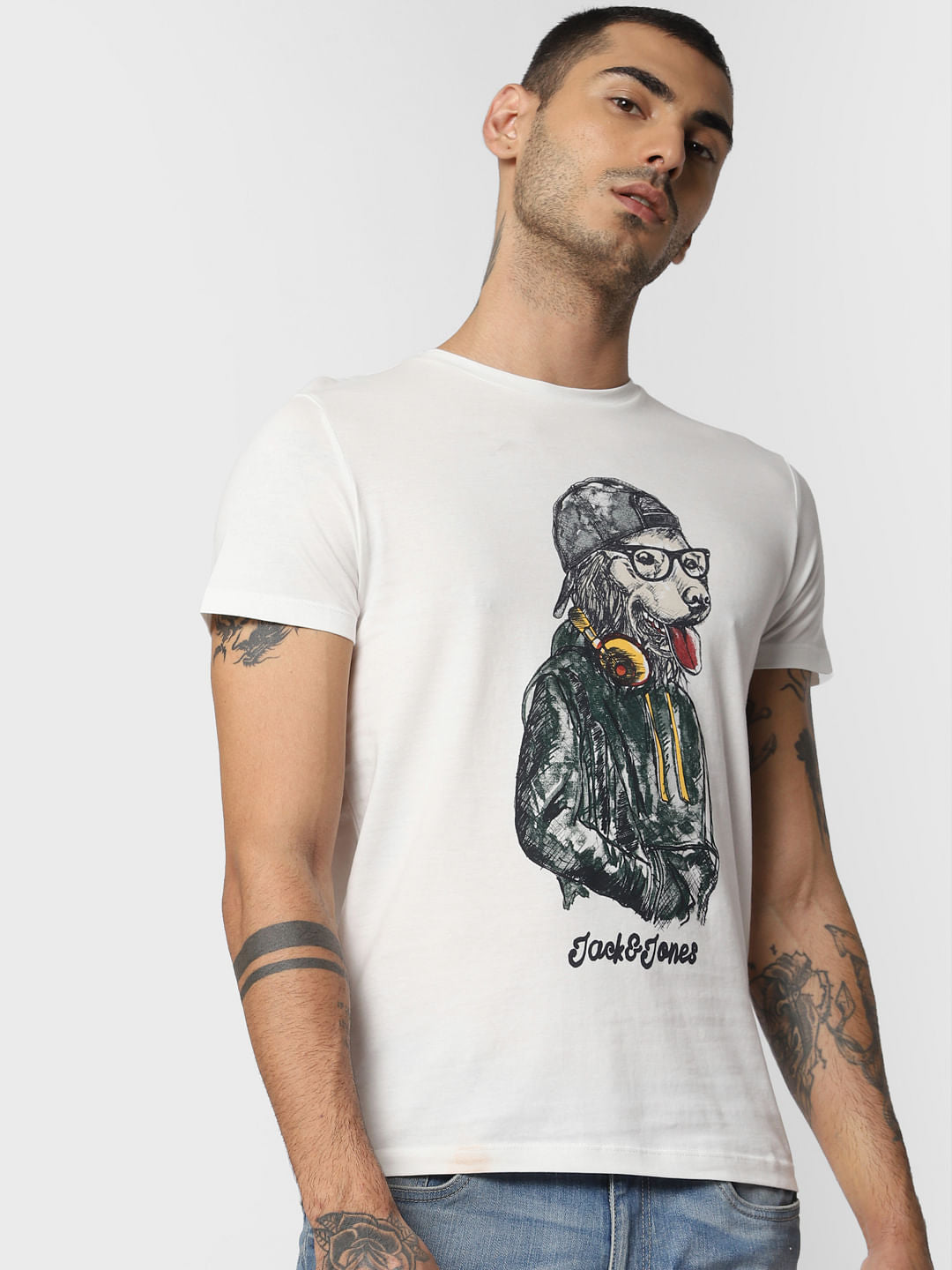 White Graphic Print Crew Neck T-shirt