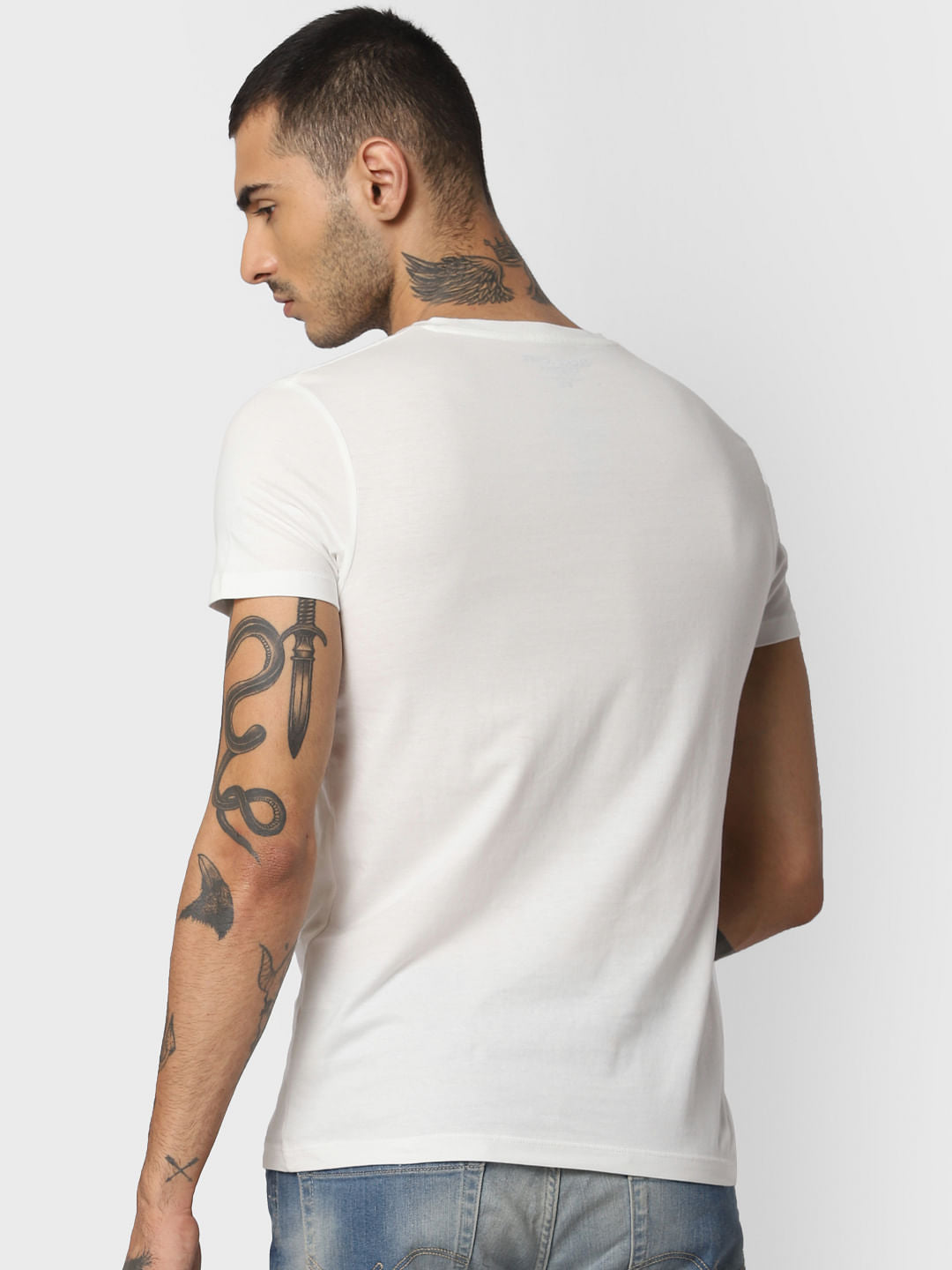 White Graphic Print Crew Neck T-shirt