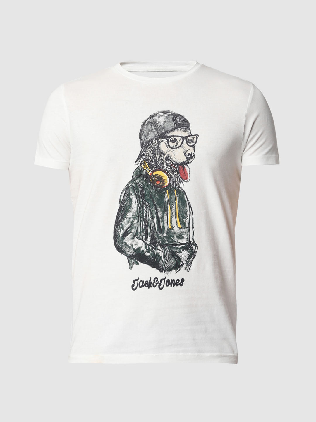 White Graphic Print Crew Neck T-shirt