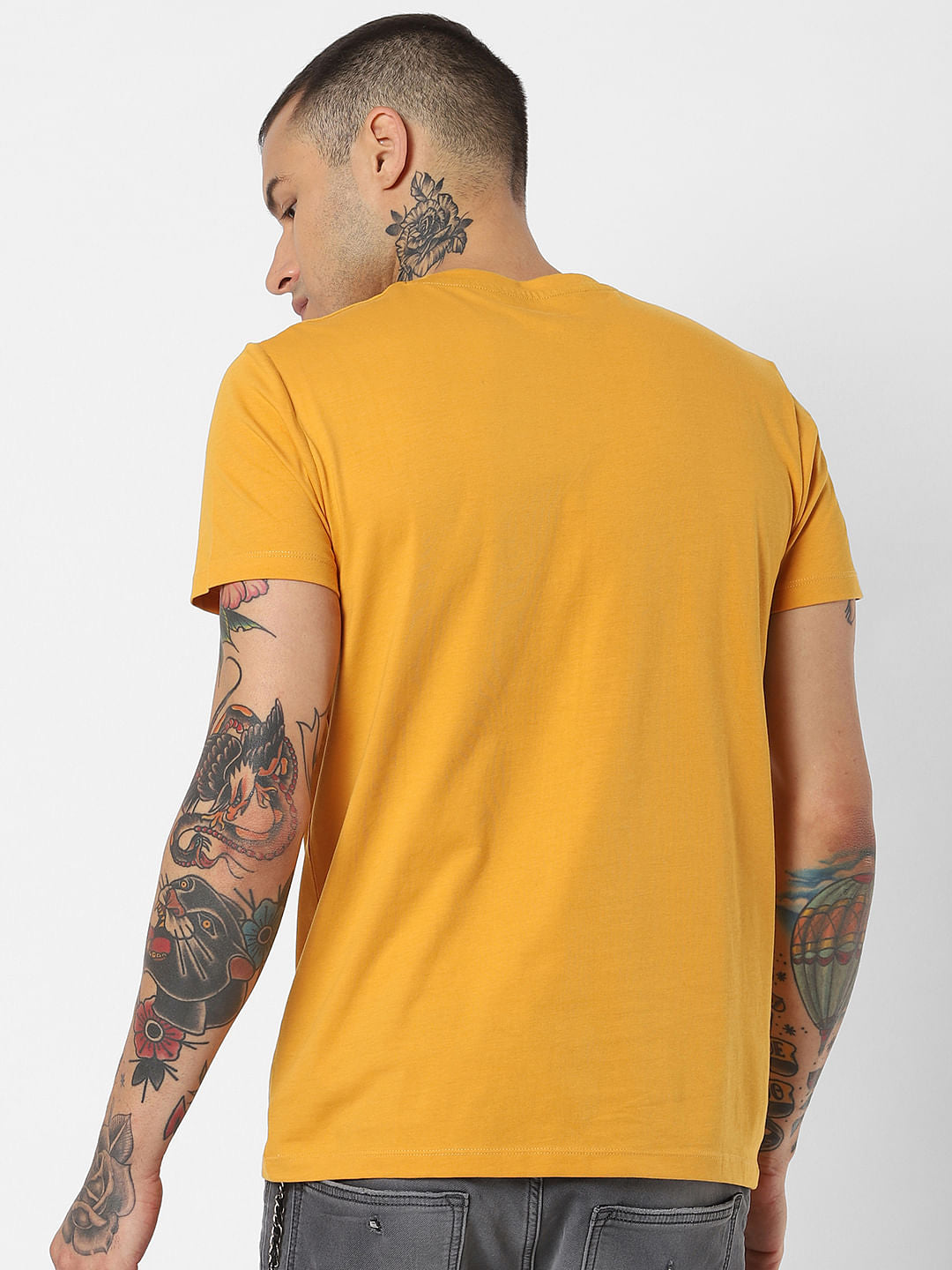 Yellow Graphic Print Crew Neck T-Shirt