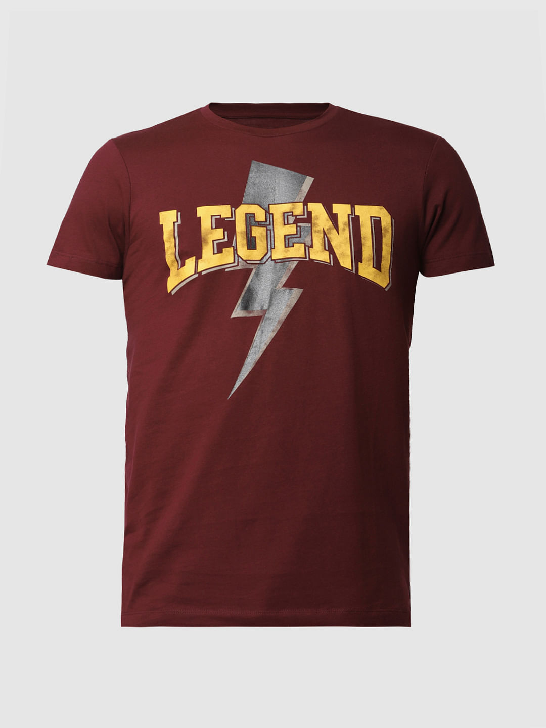 Burgundy Graphic Print Crew Neck T-shirt