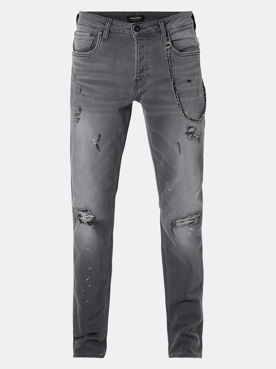 Grey Indigo Knit Ripped Tim Anti Fit Jeans