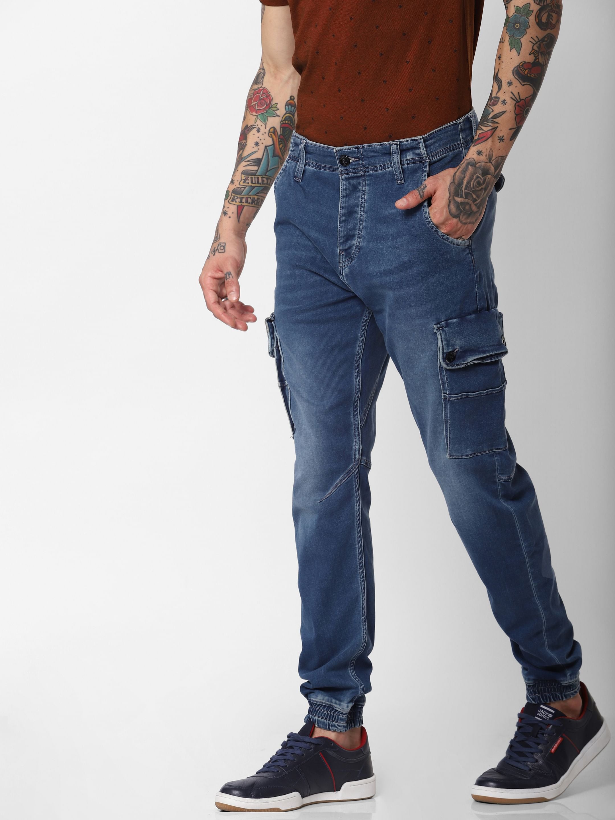 Blue High Rise Indigo Knit Paul Anti Fit Jeans