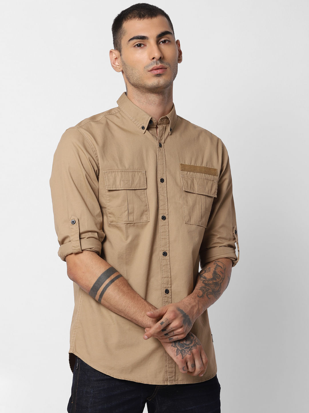Brown Button Down Full Sleeves Shirt