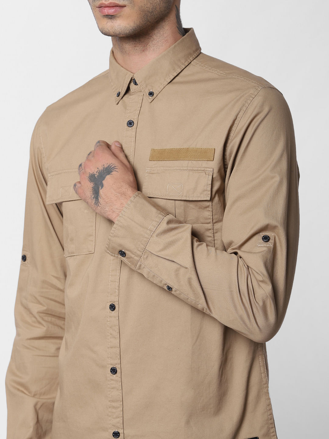 Brown Button Down Full Sleeves Shirt