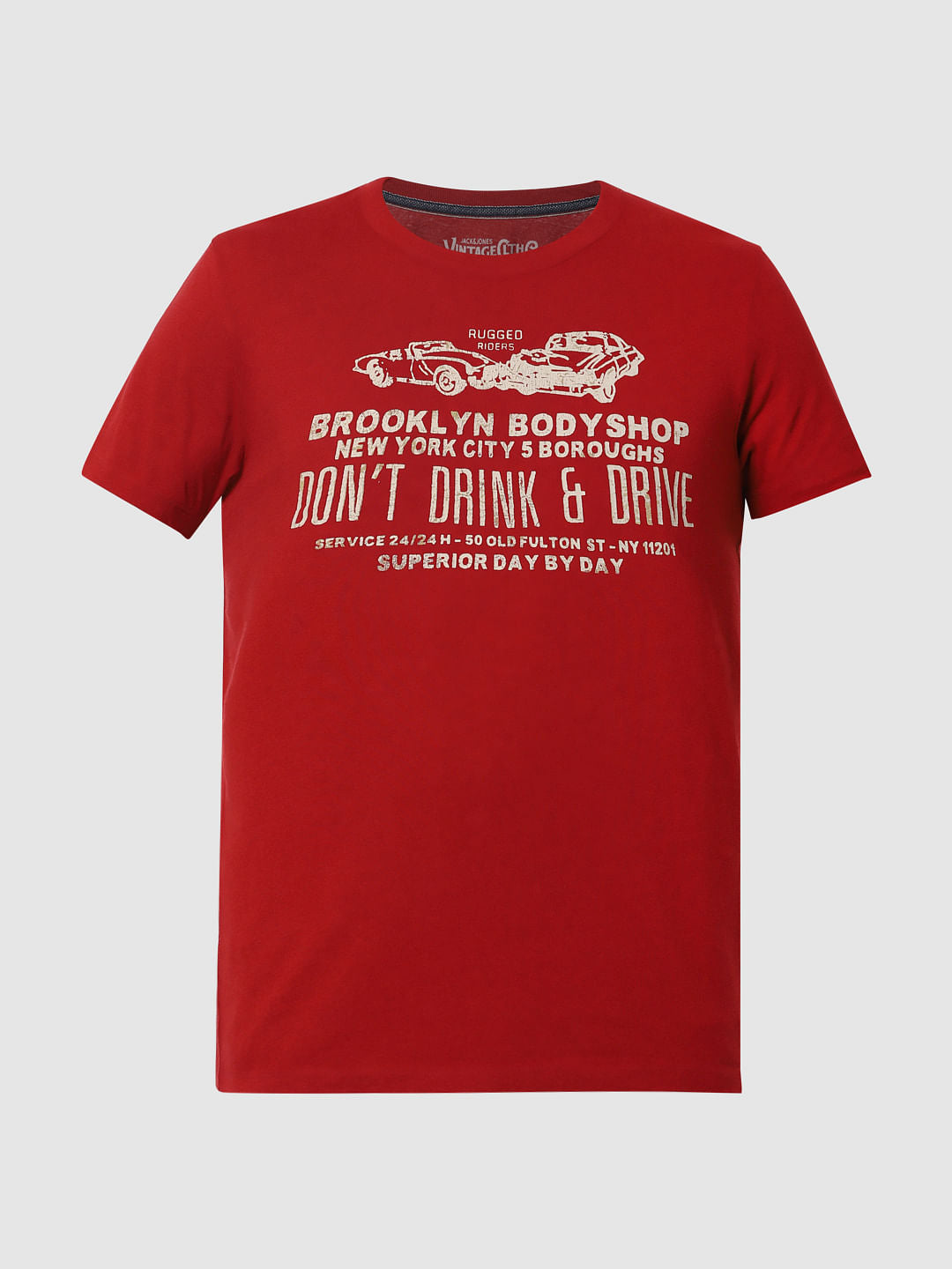 Red Text Print Crew Neck T-Shirt