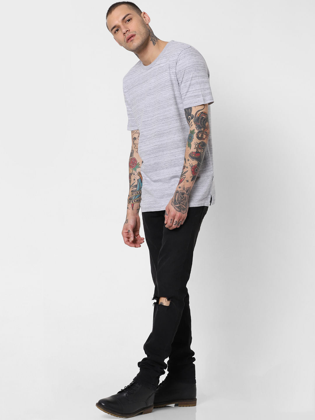 Light Grey Crew Neck T-Shirt - S