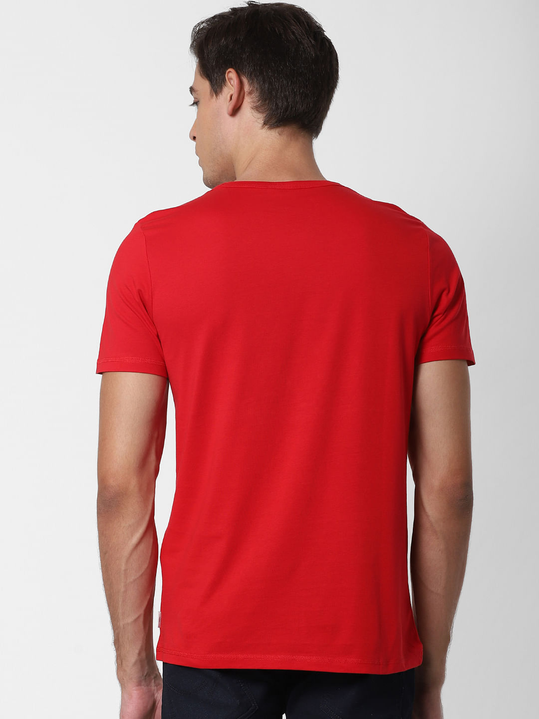 Red Logo Print Crew Neck T-Shirt