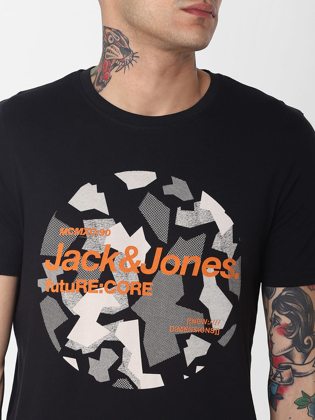 Black Logo Print Crew Neck T-Shirt