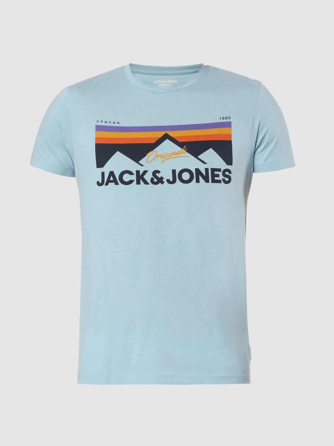 Blue Graphic Print Crew Neck T-Shirt