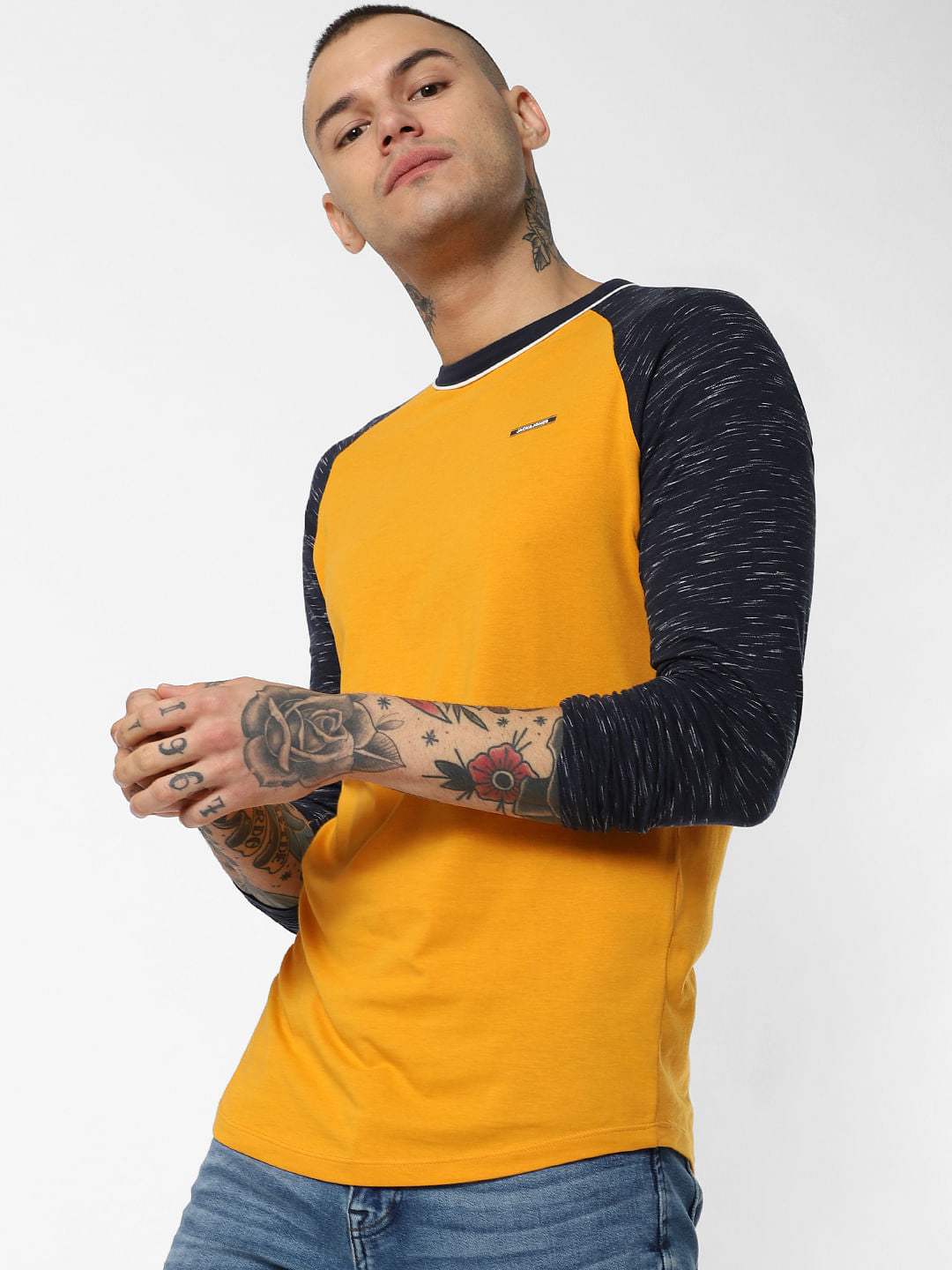 Yellow Colourblocked Crew Neck T-Shirt