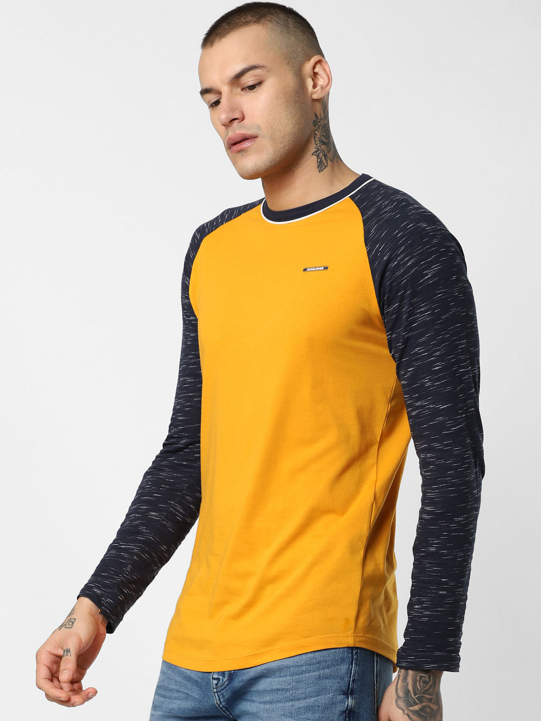 Yellow Colourblocked Crew Neck T-Shirt