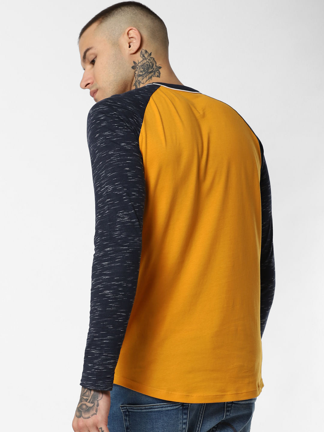 Yellow Colourblocked Crew Neck T-Shirt