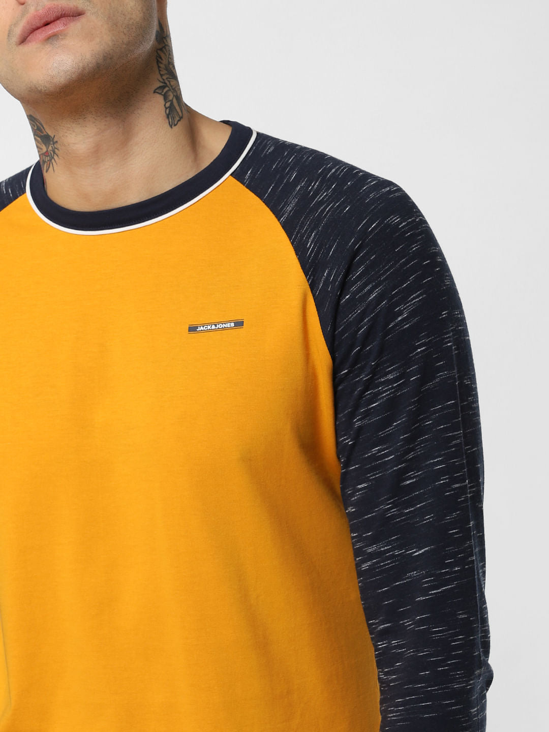 Yellow Colourblocked Crew Neck T-Shirt