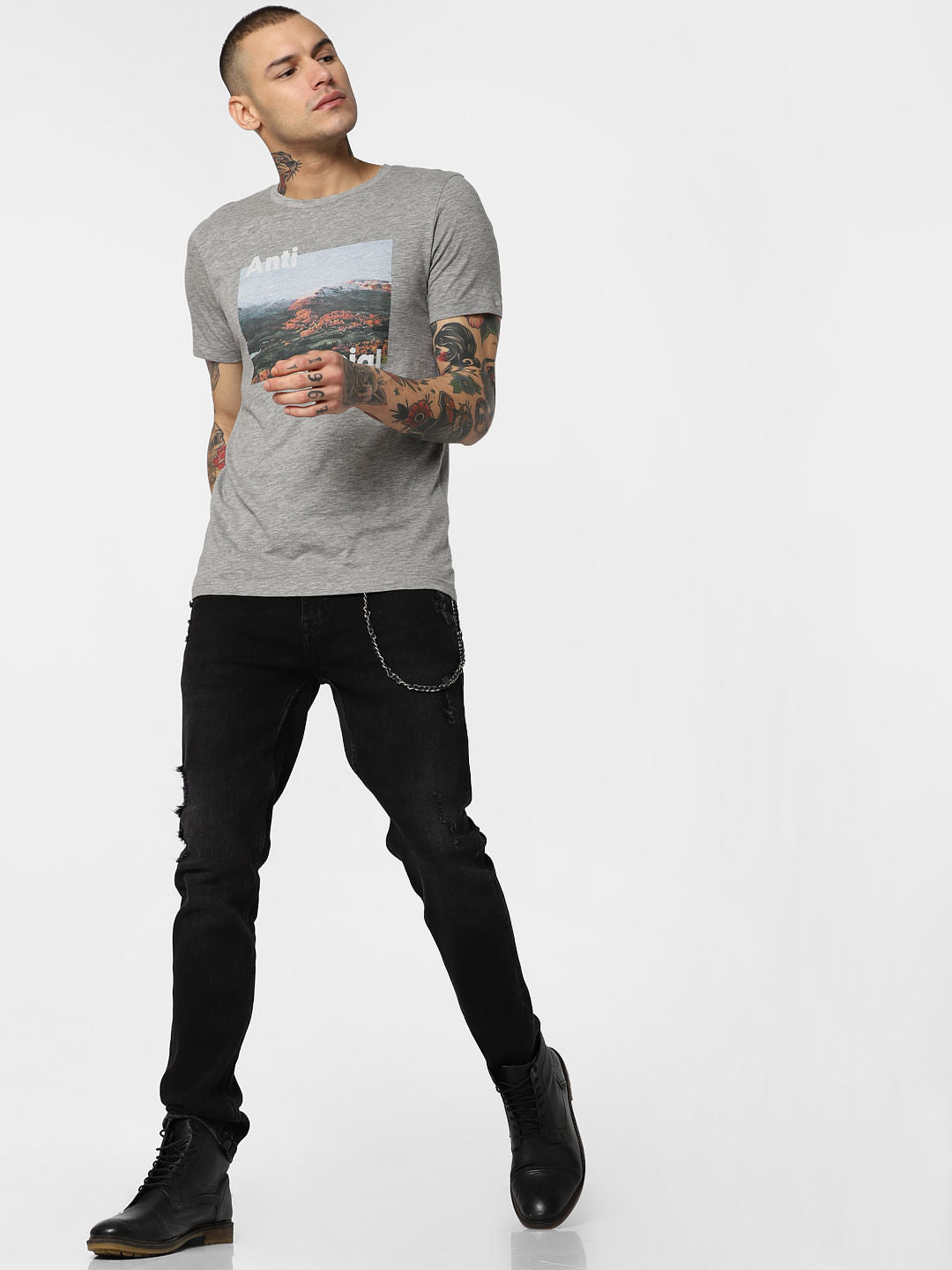 Anti Social Print Crew Neck T-Shirt