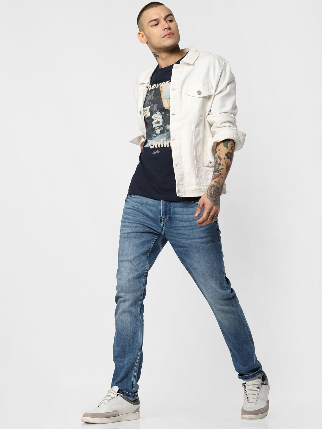 Blue Never Online Print Crew Neck T-Shirt