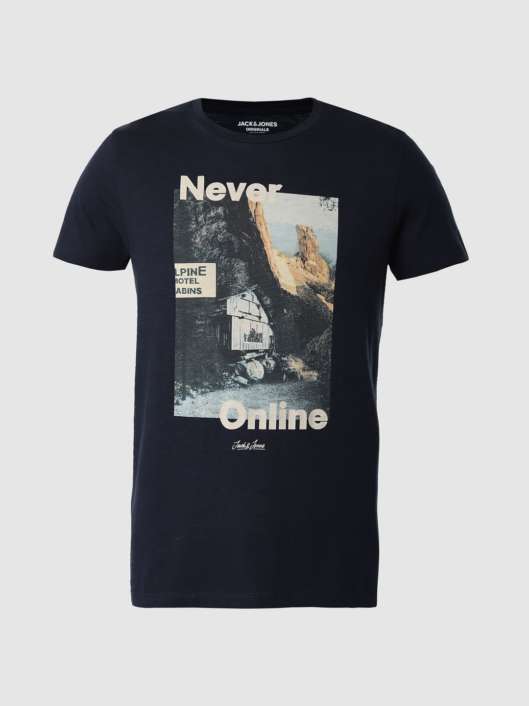 Blue Never Online Print Crew Neck T-Shirt