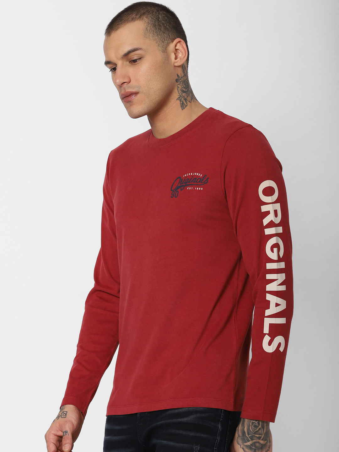 Red Logo Print Crew Neck T-Shirt