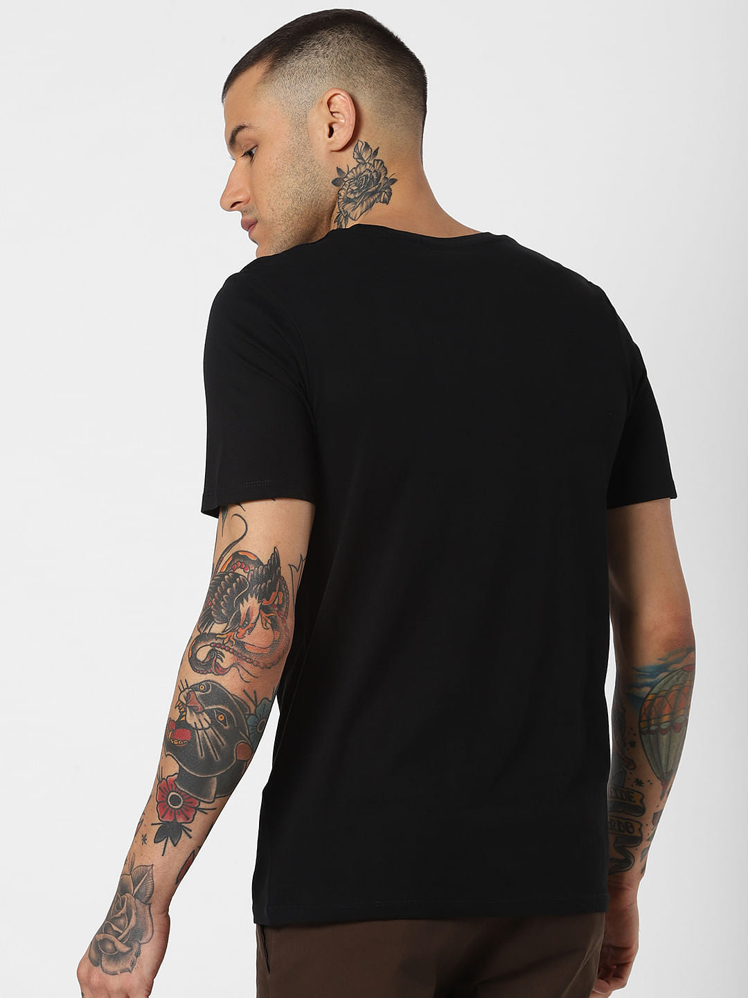 Black Logo Print Crew Neck T-Shirt