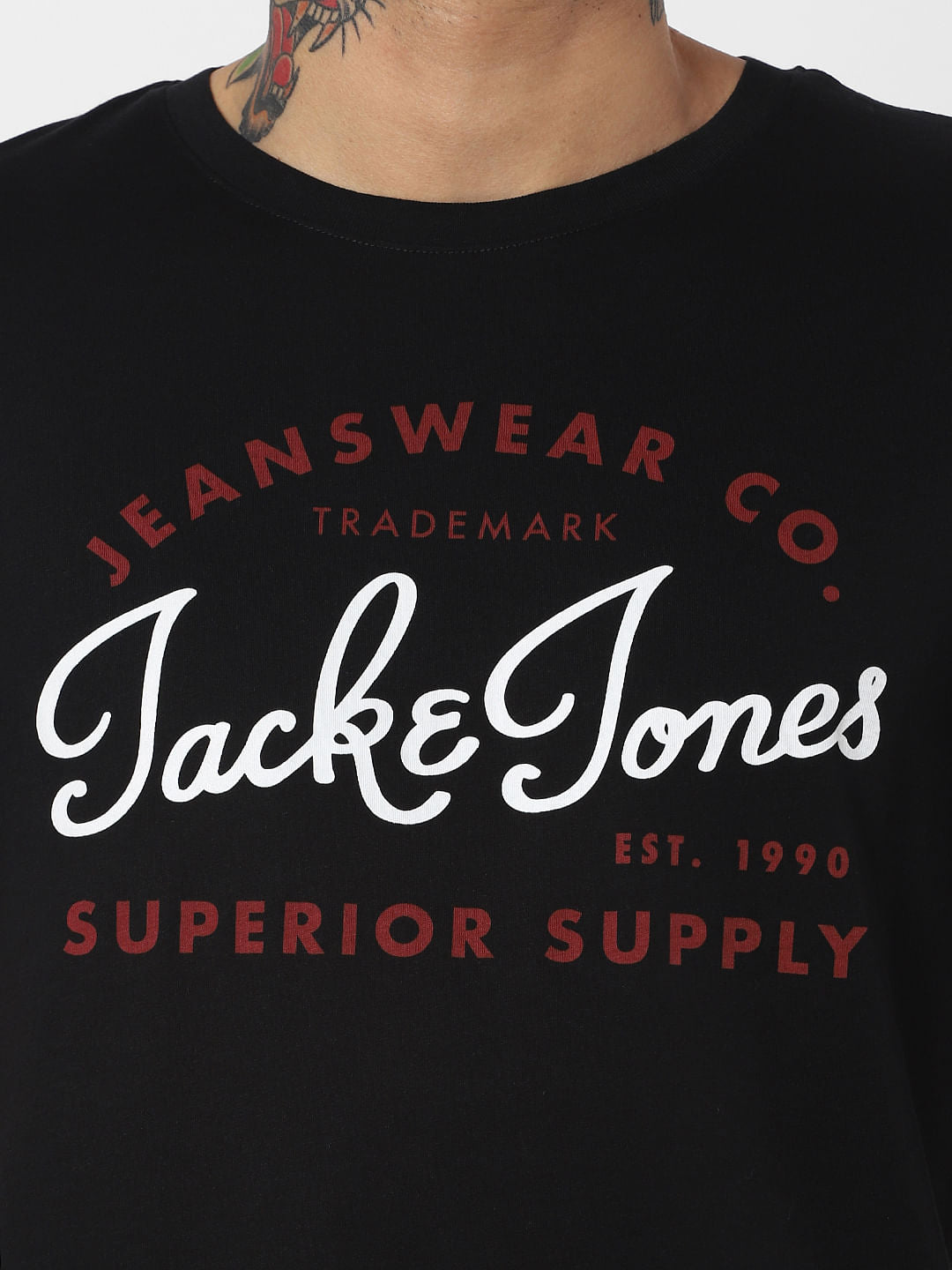 Black Logo Print Crew Neck T-Shirt