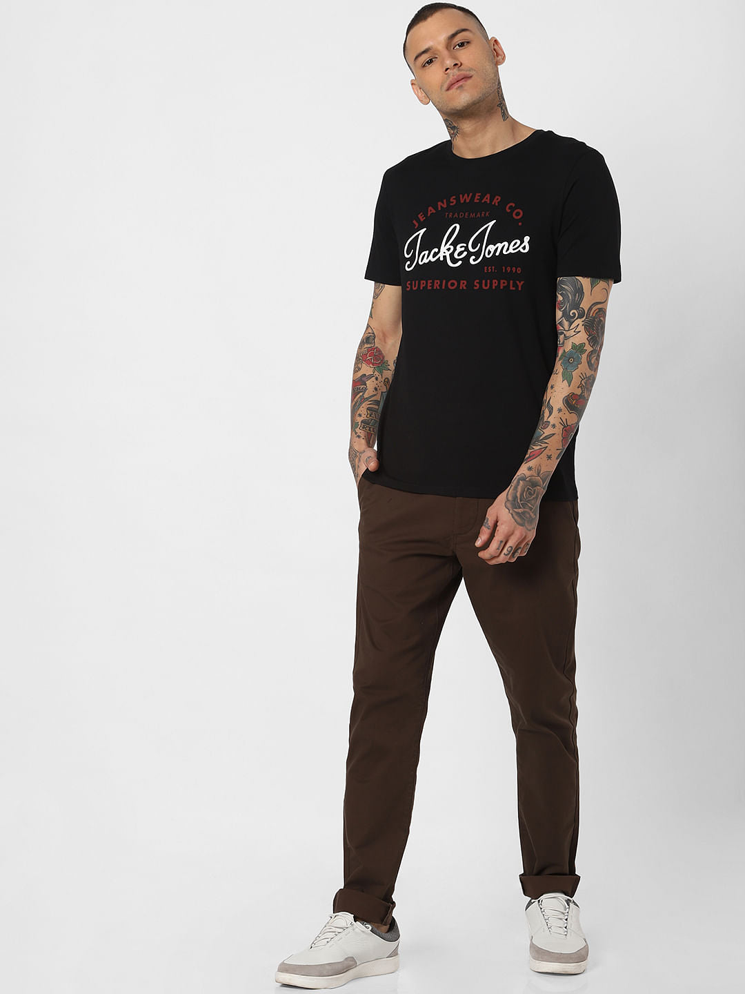 Black Logo Print Crew Neck T-Shirt