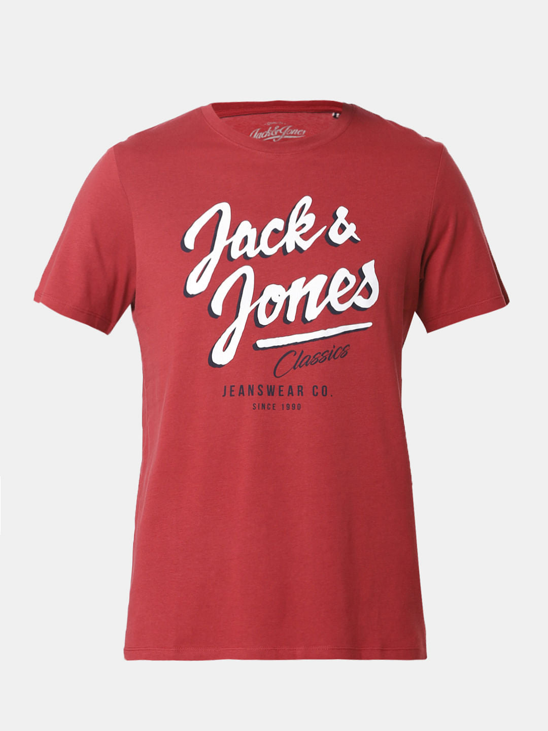 Red Logo Print Crew Neck T-Shirt