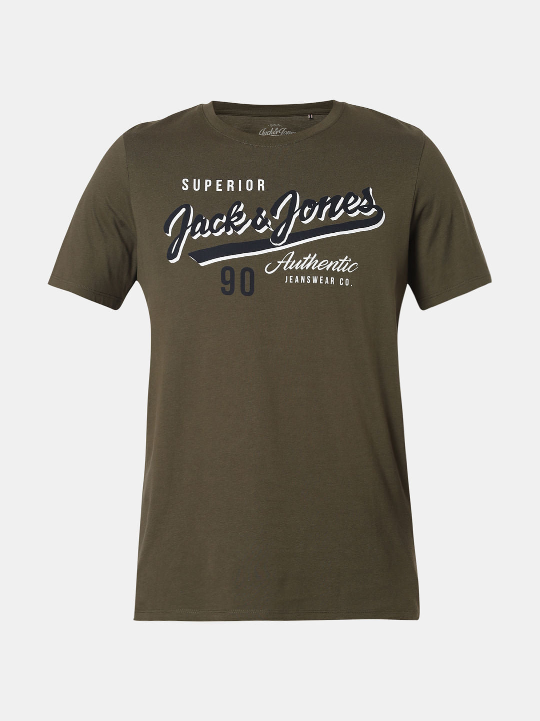 Olive Logo Print Crew Neck T-Shirt