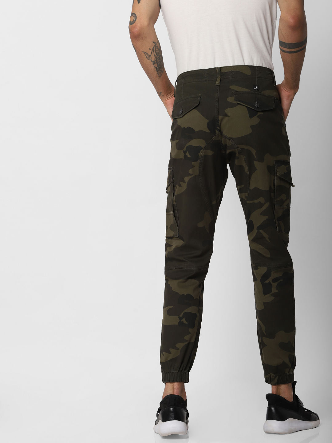 Green Camo Print Anti Fit Cargo Pants