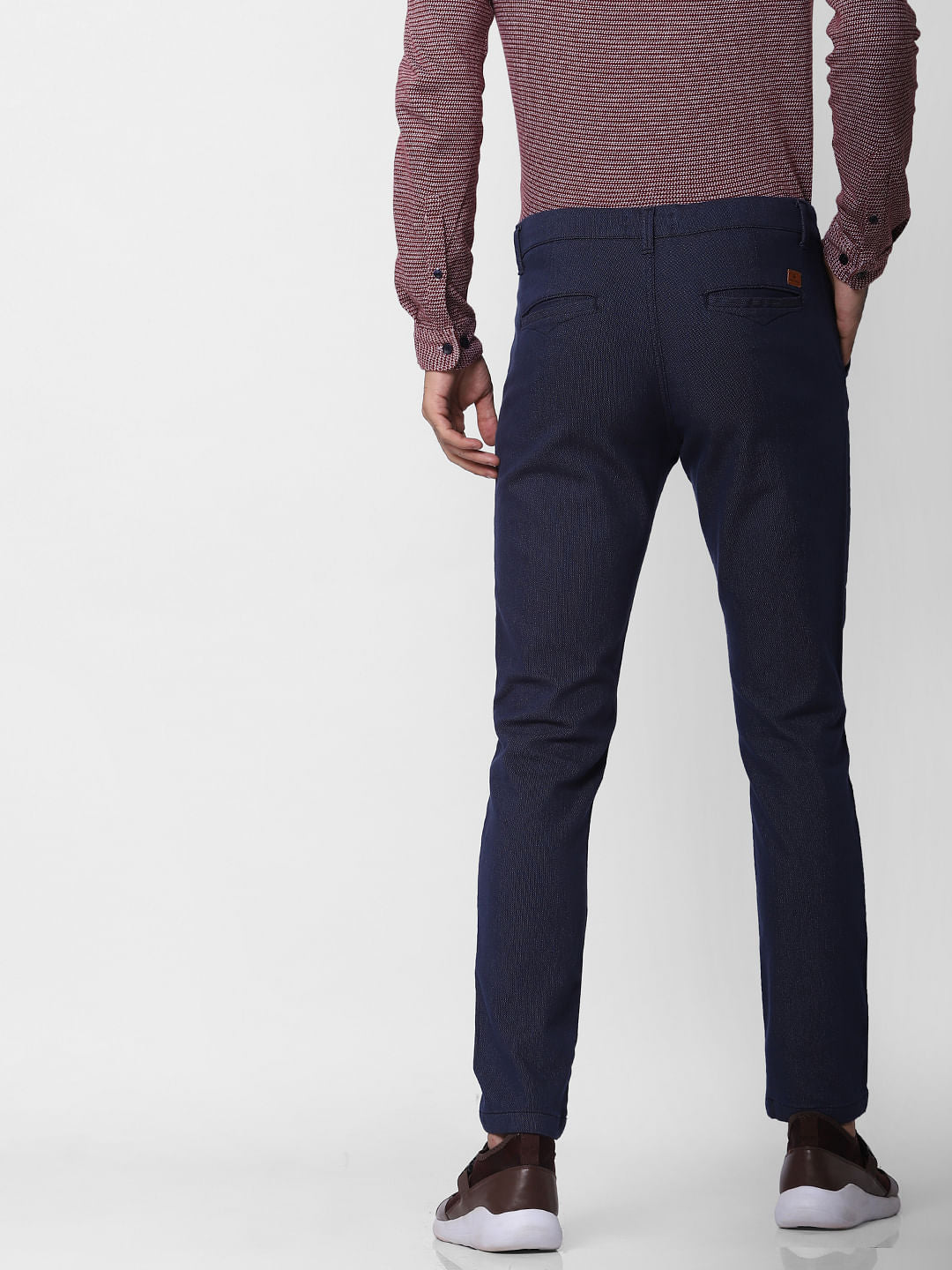 Navy Blue Mid Rise Slim Fit Pants